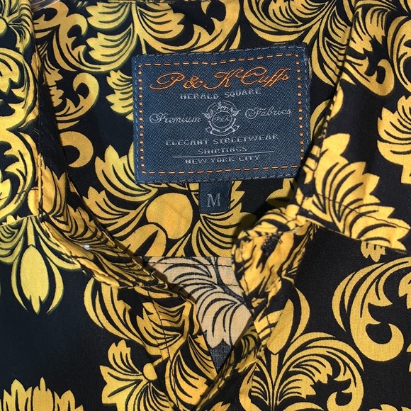 P & K cuffs black and gold men’s medium size short sleeve shirt. - Picture 2 of 3